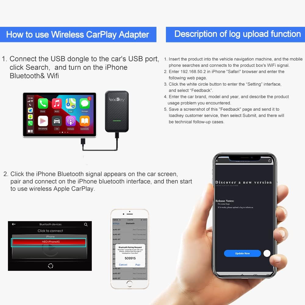 2022 New Carbon Fiber Shell Wireless Carplay Adapter for OEM Apple Carplay Cars,Fit for Iphone 6 and Newer, Auto-Connection, Online Update,Car Link Convert Your Factory Carplay to Wireless