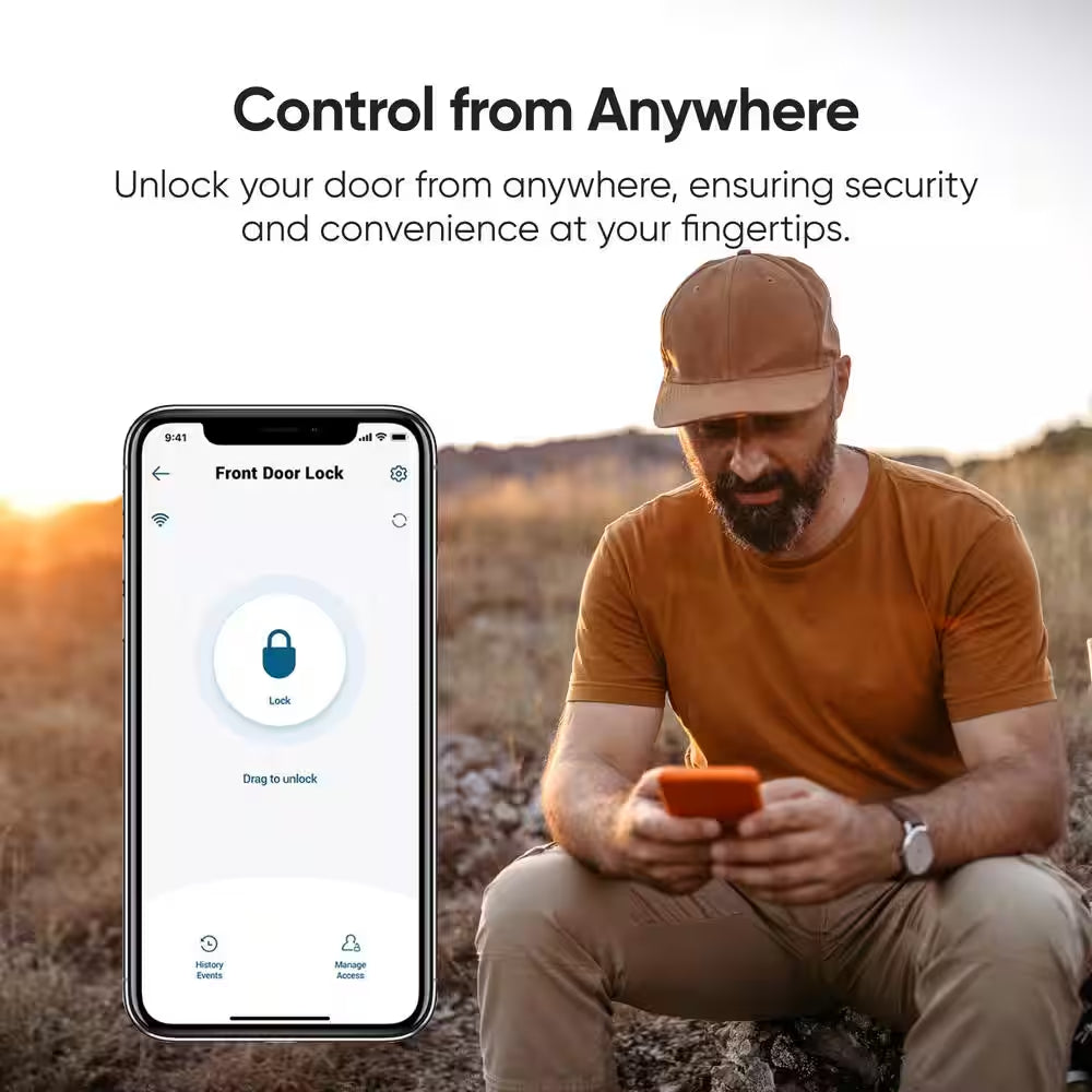 C210 Satin Nickel Smart Lock Wi-Fi with 5-In-1 Ways to Unlock by App, Keypad, Key, Apple Watch and Smart Assistants