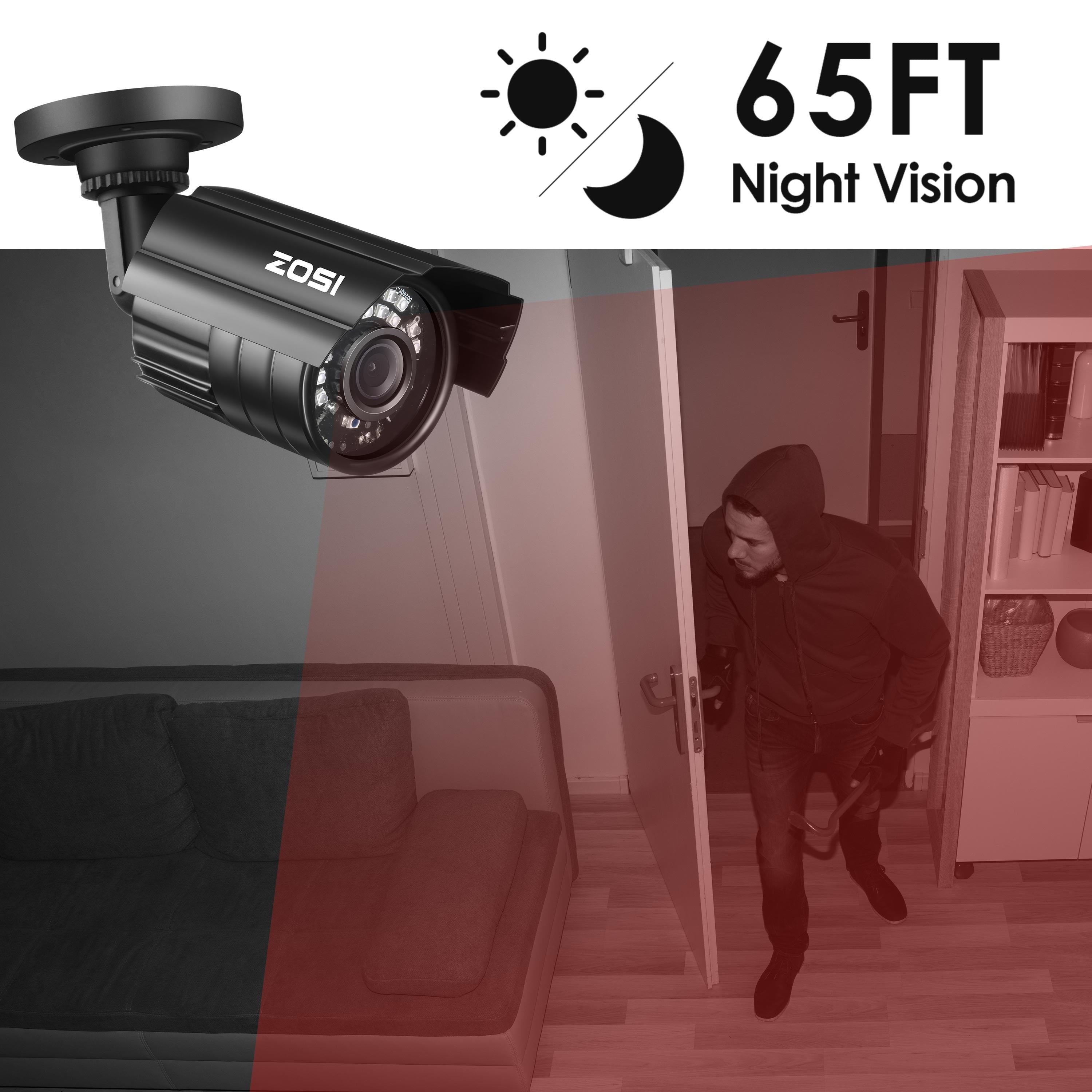 1080P HD TVI Security Camera,  4 in 1 Wired Security Camera for Home Office CCTV System Outdoor Bullet Camera with Night Vision