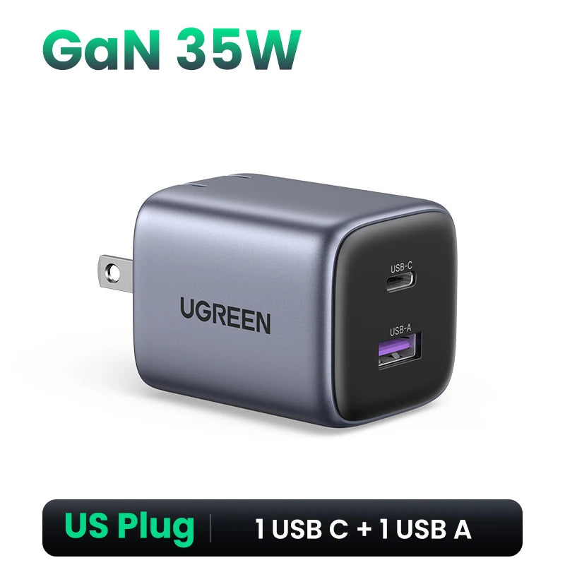 Gan 35W Charger USB Charger PD3.0 QC3.0 Quick Charger for Iphone 15 14 13 Pro Samsung Xiaomi Ipad Pro USB C Fast Charger