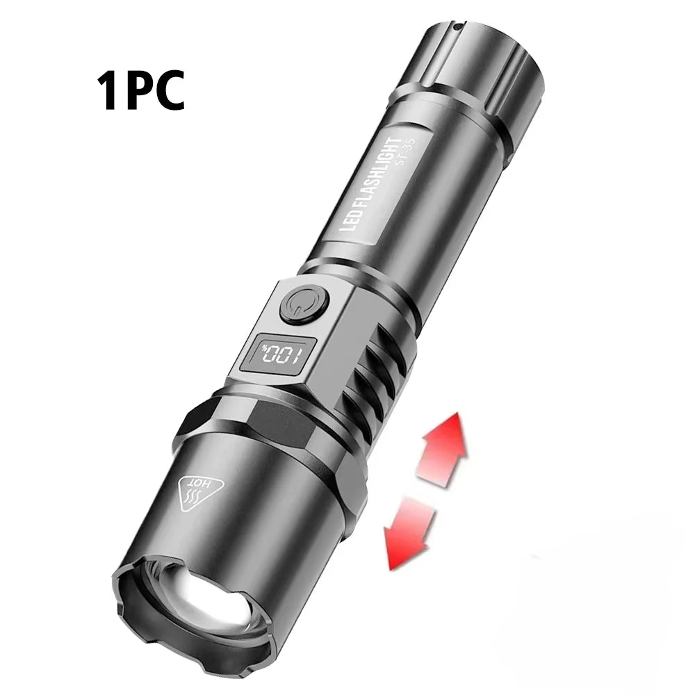 High Power Flashlight Type C Rechargeable Led Flashlight Powerful Torch Light for Camping Hiking Flash Light