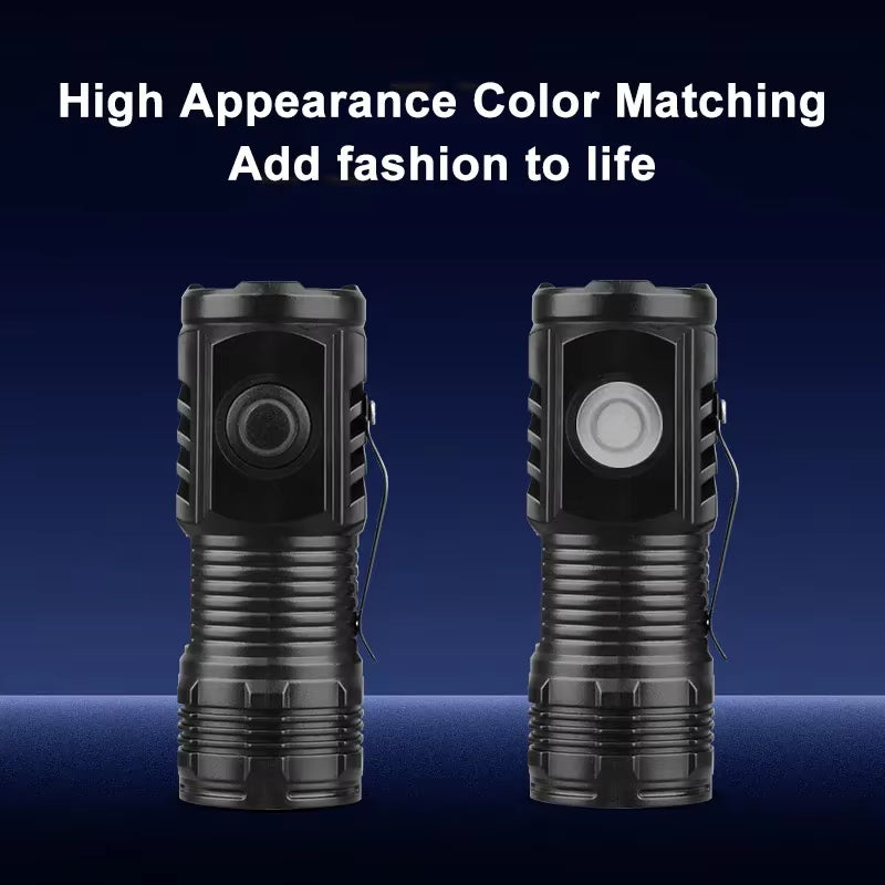 Portable Mini LED Flashlight 3LED Ultra Strong Light Flash Light USB Rechargeable Built-In Battery with Pen Clip