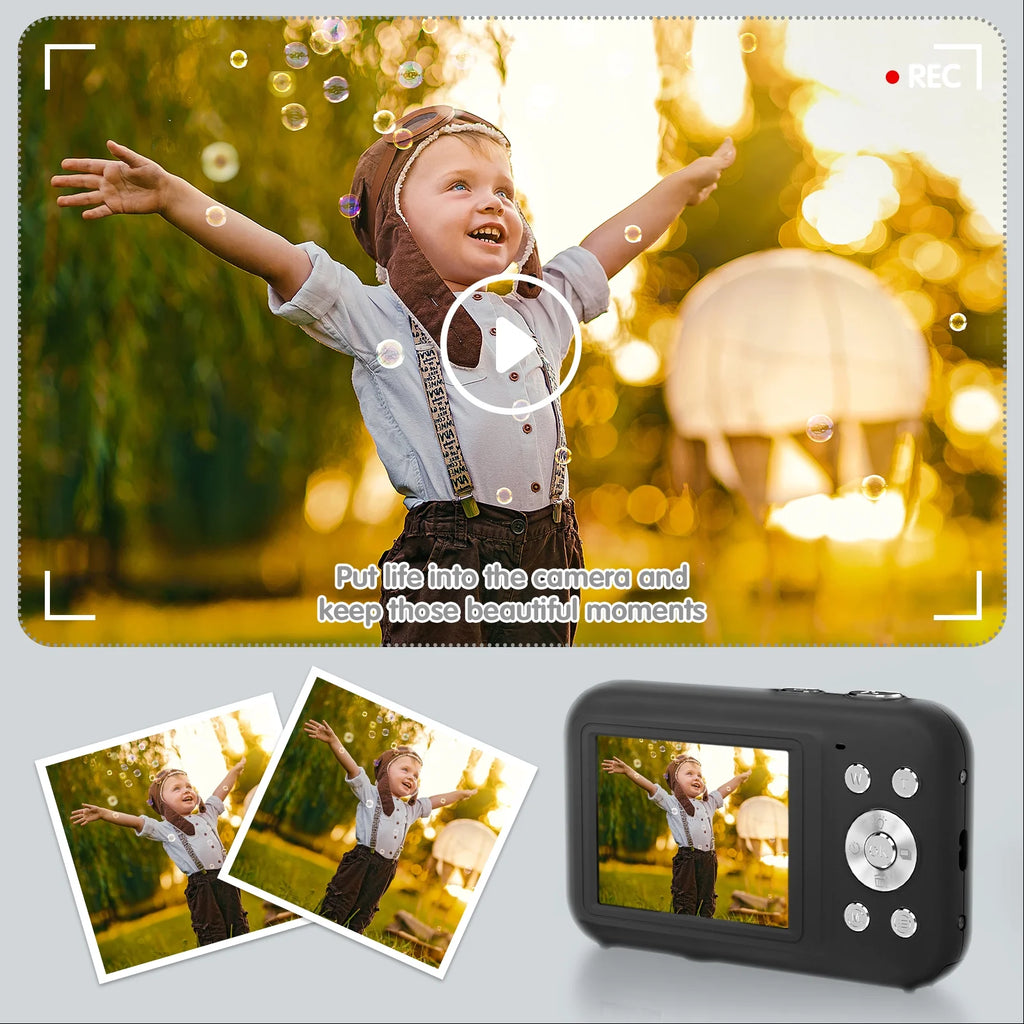 Digital Camera Kids Camera with 32GB Card FHD 1080P 44MP Vlogging Camera 16X Digital Zoom Portable Camera (Black)