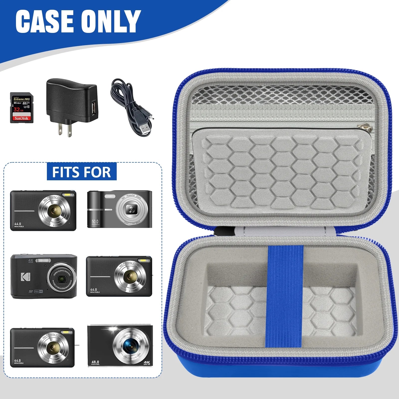 Camera Case Compatible with Kids Digital Camera and Accessories for Travel - Blue