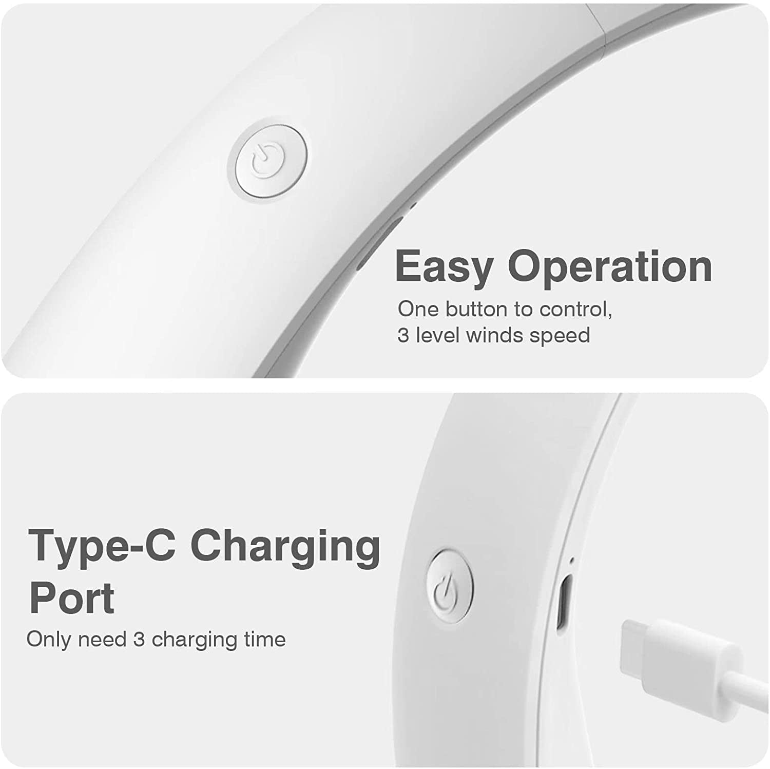 Portable Hanging Neck Fan,Battery Operated Bladeless Neck Fan,Rechargeable Personal Cooling Fan,Wearable Personal Neck Fan with 3 Wind Speeds for Office Sports Traveling Unique for Father